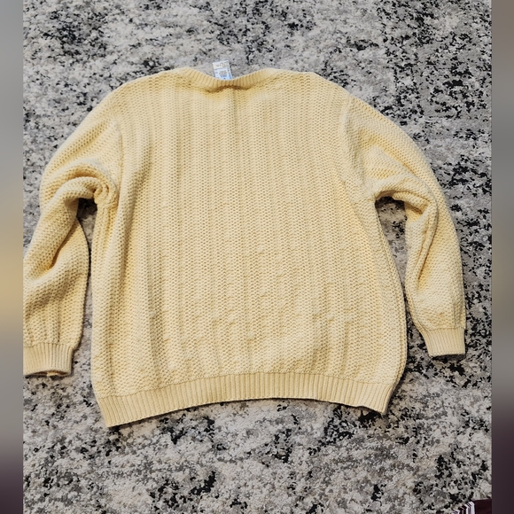 *SOLD* TALBOTS Vintage Knit Sweater Cotton Light Yellow Size MP - Picture 4 of 9